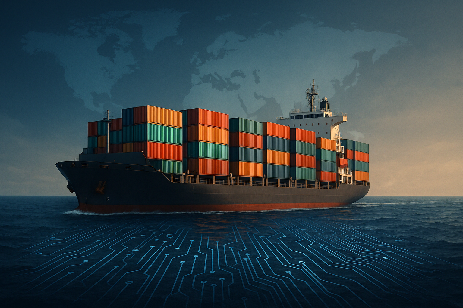 Container ship with cargo containers showing global electronics supply chain in 2026